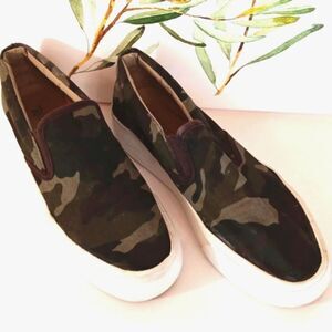 Restricted  Camo Canvas Slip On Shoes